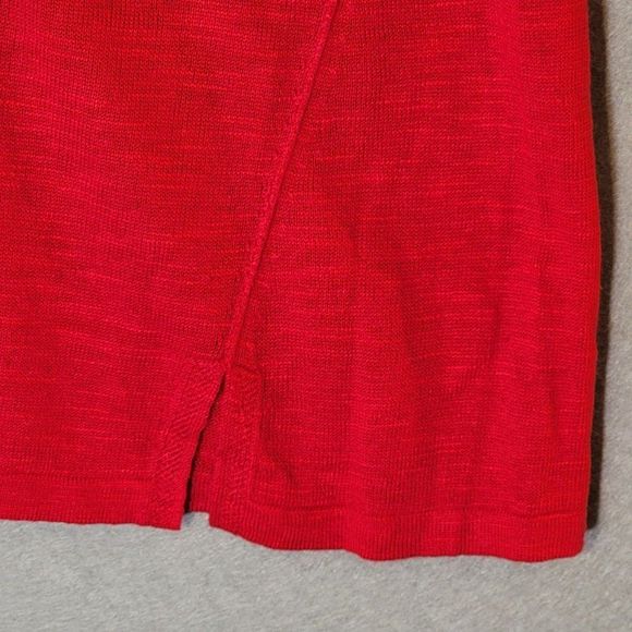 J Jill Linen Blend Tunic Top Womens S Petite Red Short Sleeve Vneck Button Front - Picture 7 of 10